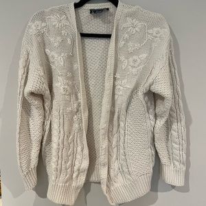 Vintage Cotton Cable Knit Cardigan Sweater | M